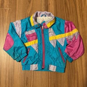 Vintage 80’s Colorful Kids Windbreaker Zip Up 2t/3t